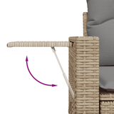 7 Piece Garden Sofa Set with Cushions Beige Poly Rattan - Extra Image