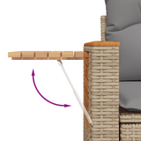11 Piece Garden Sofa Set with Cushions Beige Poly Rattan - Extra Image