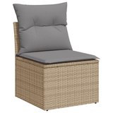 4 Piece Garden Sofa Set with Cushions Beige Poly Rattan - Side View