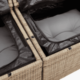 10 Piece Garden Sofa Set with Cushions Beige Poly Rattan - Low Angle