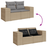 4 Piece Garden Sofa Set with Cushions Beige Poly Rattan