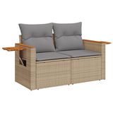 9 Piece Garden Sofa Set with Cushions Beige Poly Rattan - Top-Down View