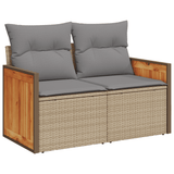 10 Piece Garden Sofa Set with Cushions Beige Poly Rattan - 45-Degree Angle