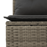 14 Piece Garden Sofa Set with Cushions Grey Poly Rattan - Rear View