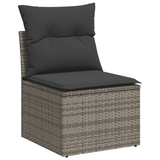 14 Piece Garden Sofa Set with Cushions Grey Poly Rattan - 45-Degree Angle