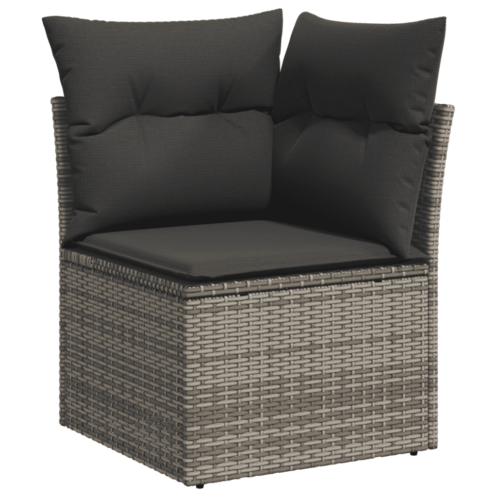 14 Piece Garden Sofa Set with Cushions Grey Poly Rattan