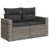 9 Piece Garden Sofa Set with Cushions Grey Poly Rattan - 45-Degree Angle