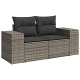7 Piece Garden Sofa Set with Cushions Grey Poly Rattan - 45-Degree Angle