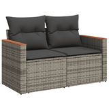 9 Piece Garden Sofa Set with Cushions Grey Poly Rattan - Rear View