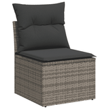 7 Piece Garden Sofa Set with Cushions Grey Poly Rattan - Top-Down View