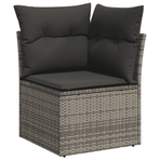 12 Piece Garden Sofa Set with Cushions Grey Poly Rattan