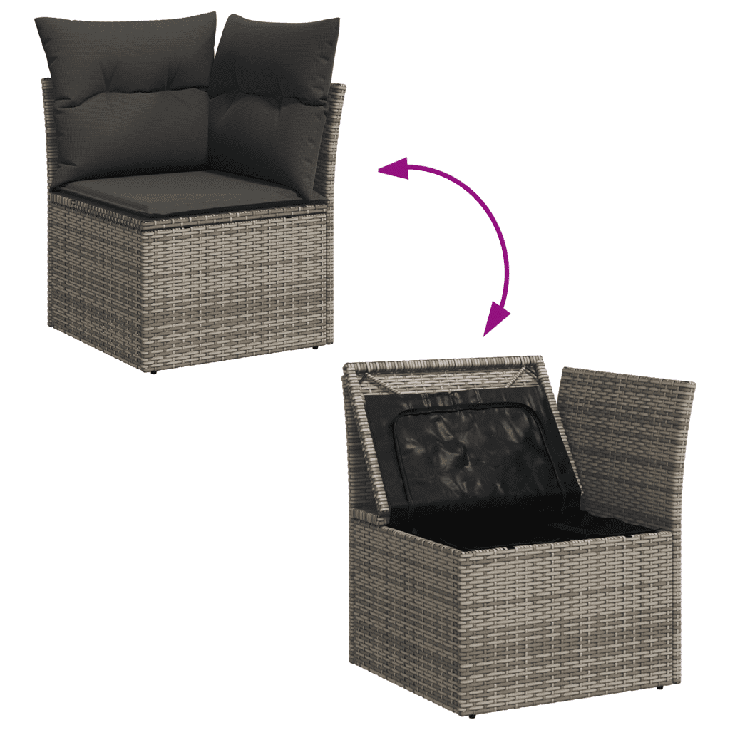 3 Piece Garden Sofa Set with Cushions Grey Poly Rattan