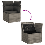 3 Piece Garden Sofa Set with Cushions Grey Poly Rattan - Extra Image