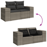 5 Piece Garden Sofa Set with Cushions Grey Poly Rattan - Extra Image
