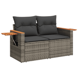 7 Piece Garden Sofa Set with Cushions Grey Poly Rattan - Close-Up Angle