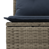 5 Piece Garden Sofa Set with Cushions Grey Poly Rattan