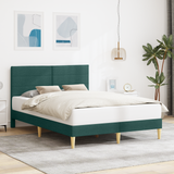 Bed Frame with Headboard Dark Grey 153 x 203 cm Fabric - Front View