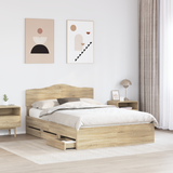 Bed Frame with Drawer Sonoma Oak 150 x 200 cm Engineered Wood - Side View