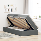 Storage Bed with Mattress Dark Grey 107 x 203 cm Polyester