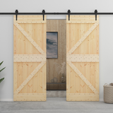 Sliding Door 2 pcs 80 x 210 cm Solid Pine Wood