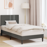 Bed Frame with Headboard Dark Grey 90 x 190 cm Corduroy Fabric - Front View