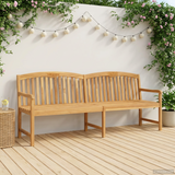 Handcarved Rose Bench 228 x 60 x 90 cm Solid Teak Wood Natural