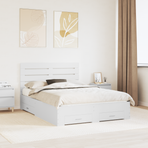 Bed Frame with Drawer White 150 x 200 cm Engineered Wood
