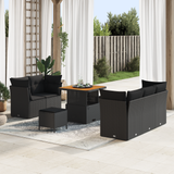 Garden Sofa Set 8 pcs Black Poly rattan and powder-coated steel - Front View