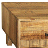 Coffee Table Wooden Frame 2 Drawers Storage in Light Brown Colour - Side View