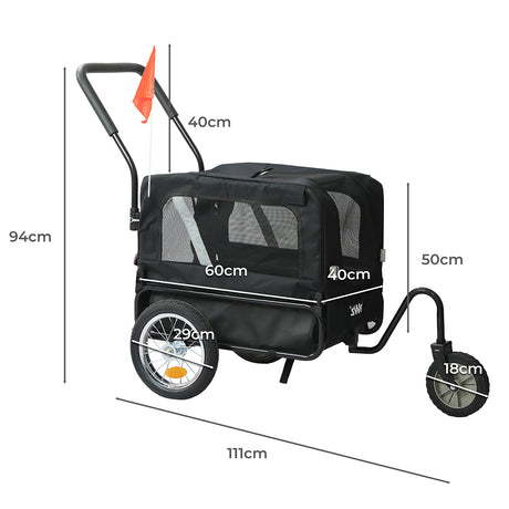 PaWz Pet Stroller Bike Trailer 2-IN-1 Sunroof-2018816894387228674