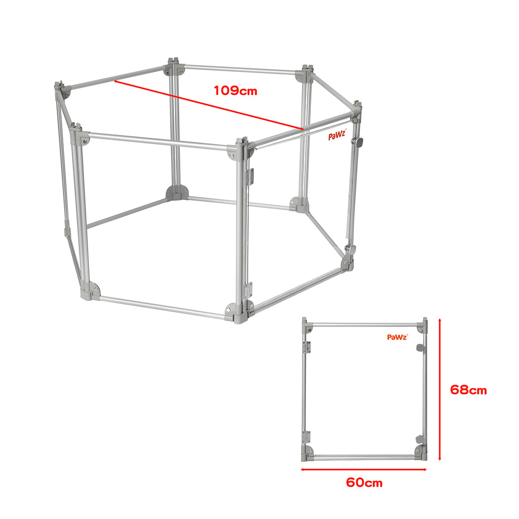 Pawz Pet Playpen Transparent Acrylic Clear Folding Dog Fence Kennel 6 Panel-2018816922480676866