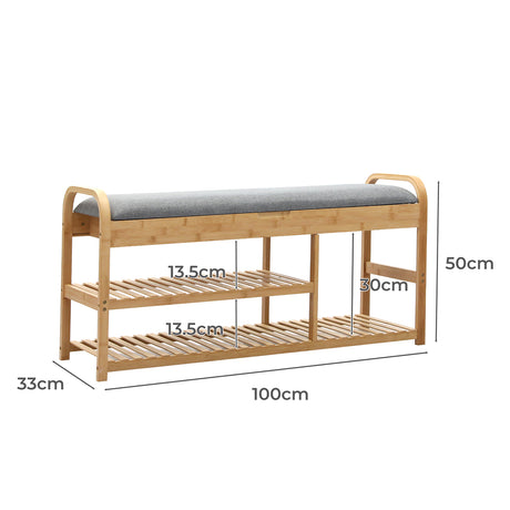 Levede Bamboo Shoe Rack Bench Entryway Seat-2006732840615677954