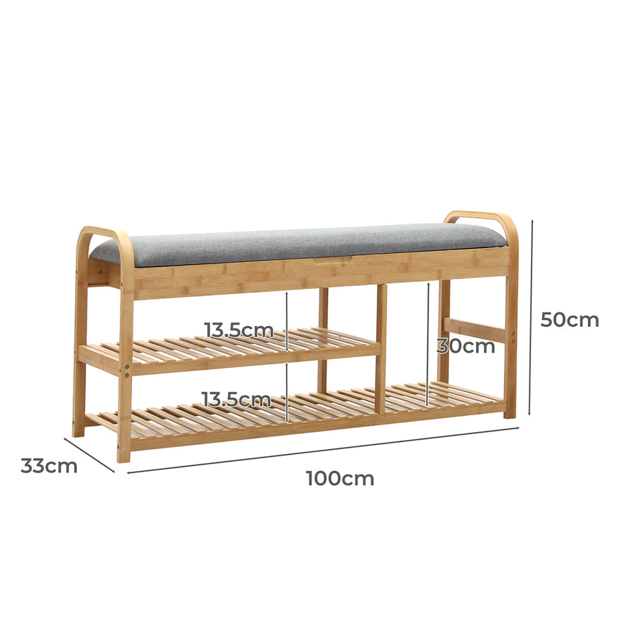 Levede Bamboo Shoe Rack Bench Entryway Seat-2006732840615677954