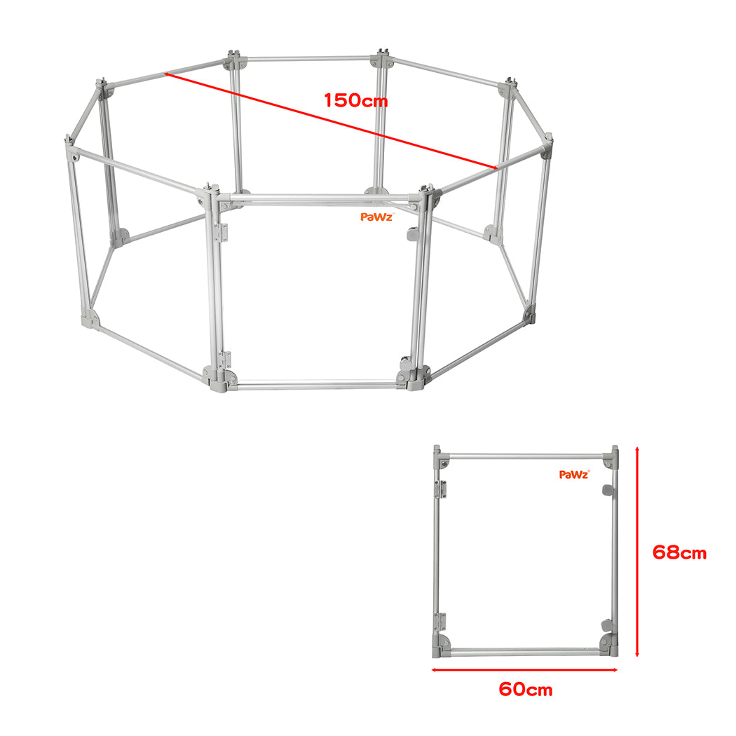 Pawz Pet Playpen Transparent Acrylic Clear Folding Dog Fence Kennel 8 Panel-2018816934879039490