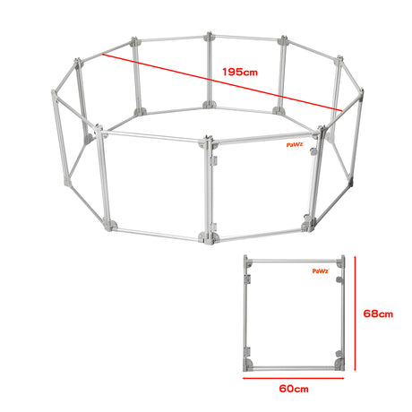Pawz Pet Playpen Transparent Acrylic Clear Folding Dog Fence Kennel 10 Panel-1954802350732480514