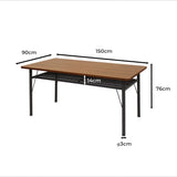 Levede Dining Table Storage Shelf 4-6 Seater 150cm - Side View
