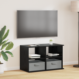 TV stand with Drawer Black Oak 79 x 40 x 48 cm - Side View
