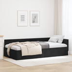 Corner Bed Frame Black 90 x 190 cm Velvet