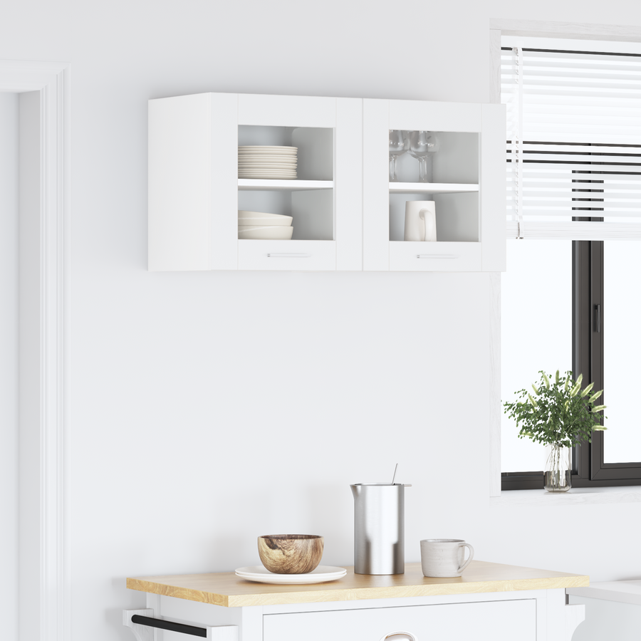 Hanging Cabinet 2 pcs White Engineered Wood