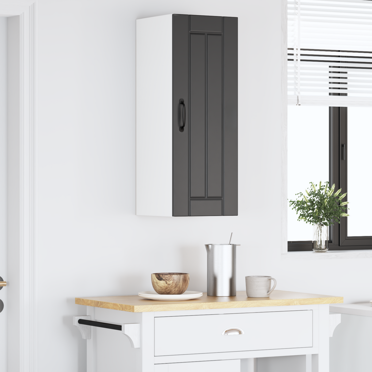 Wall Cabinet LUCCA Black 30 x 31 x 80 cm Engineered Wood