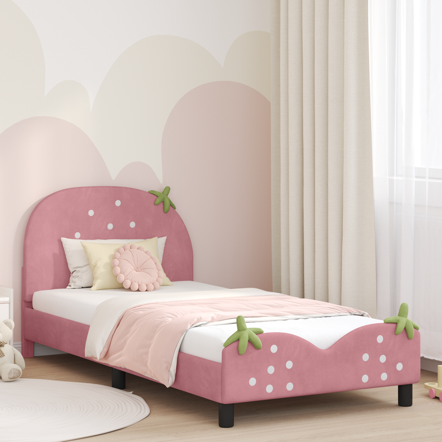Kids'Bed Frame with Headboard Pink 90 x 190 cm Velvet