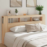 LED Headboard Sonoma Oak 200 cm Engineered Wood - Front View