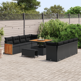 Garden Sofa Set with Cushion Manual 11 pcs Black