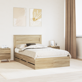 Bed Frame with Drawer Sonoma Oak 135 x 190 cm Engineered Wood - Front View