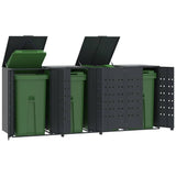 Wheelie Bin Storage for 4 Bins Anthracite 276x79x117 cm Steel - Front View