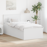 Bed Frame with Headboard White 90 x 190 cm Engineered Wood - Front View