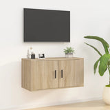 Wall Mounted TV Cabinet Sonoma Oak 80x34.5x40 cm - Front View