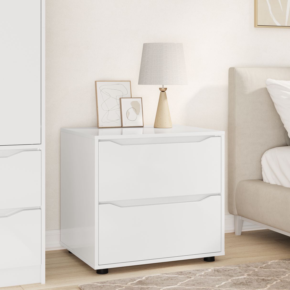 Storage Cabinet High Gloss White 60 x 48 x 57 cm