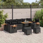 Garden Sofa Set 13 pcs 9-Seater Black Poly Rattan