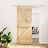 Sliding Door Natural and White 85 x 210 cm Solid Pine Wood